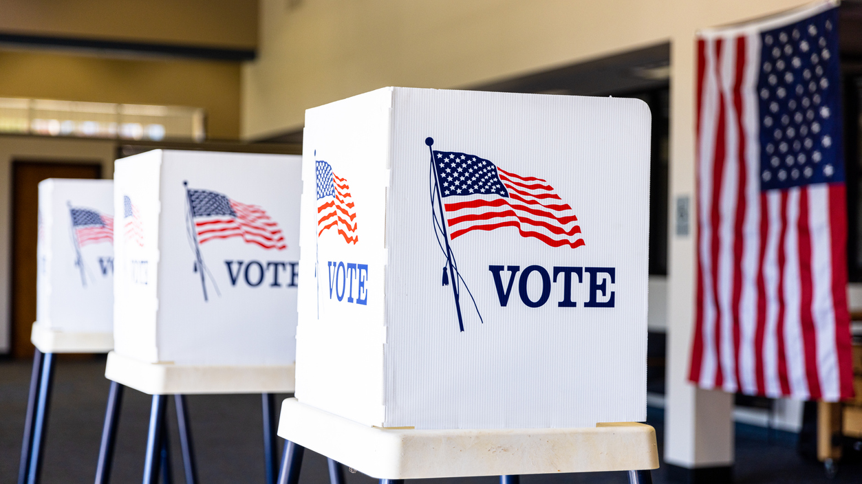 Voting boxes at a polling place